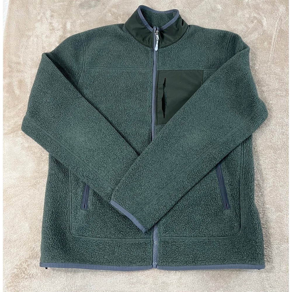 Ten Thousand Sherpa Fleece Jacket Men M Dark Green Full-zip fair missing zipper